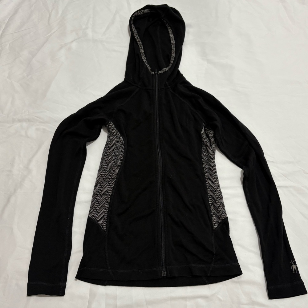 Women’s Smartwool Zip Up Hoodie 100% Merino Wool Black Size Extra Small